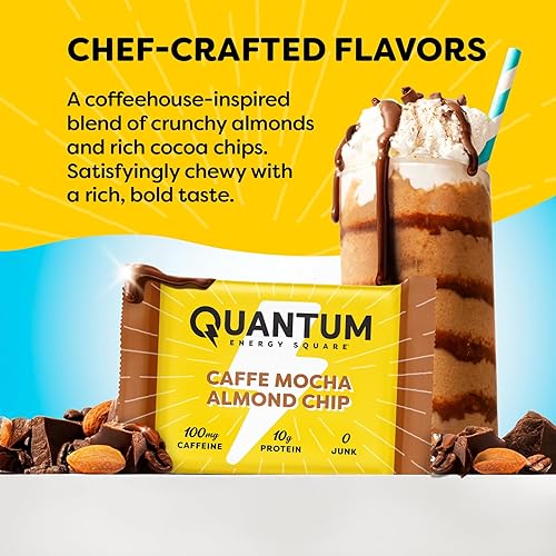 Miniatura 5 de Quantum Energy Square: Energy Bar with Caffeine & 10g Protein. Delicious Healthy Snack On The Go. (Vegan, Gluten-free, Soy-free, Dairy-free)