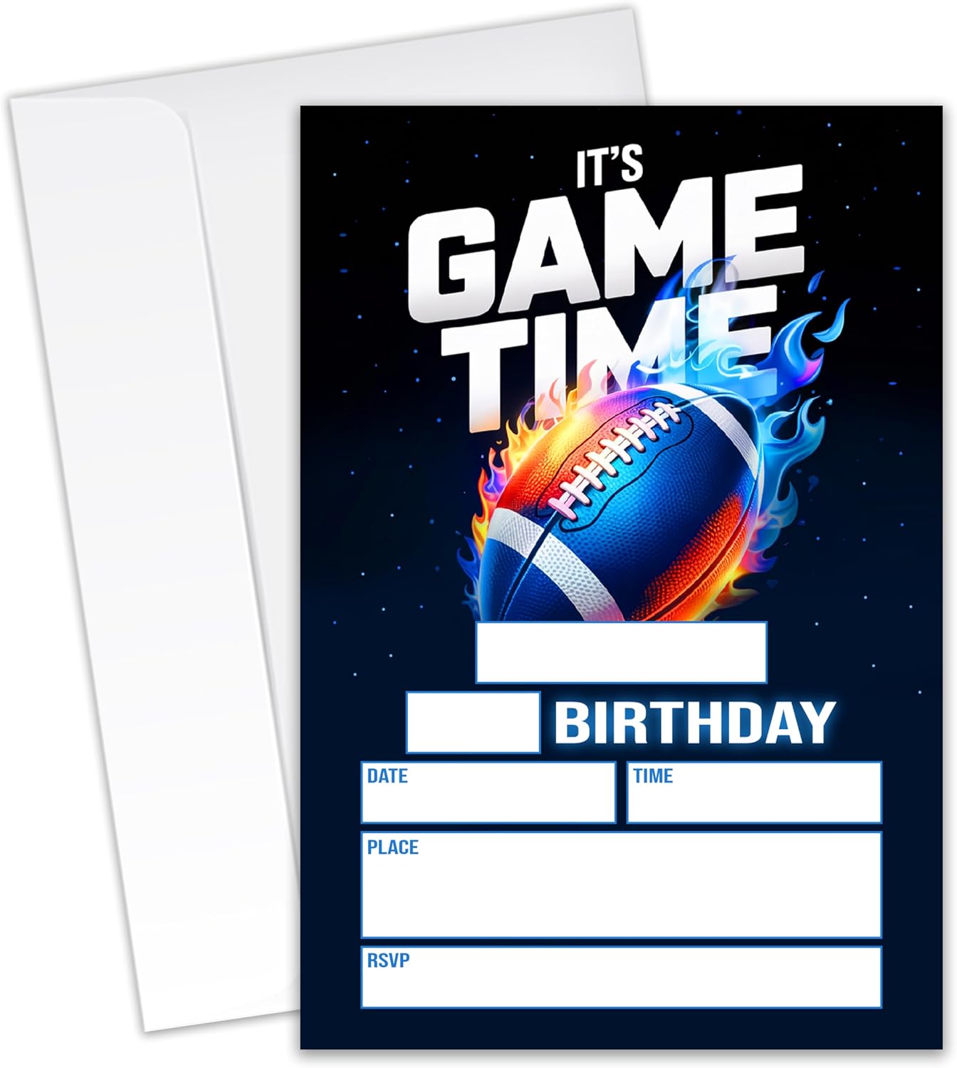 It's Game Time! Football Themed Birthday Party Invitations for Boys&Girls - 20 Invitation Cards 4"x6" with 20 Envelopes - Football Invitations for Birthday Party Invites.(143)
