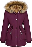 HEEKPEK Women's Fleece Lined Winter Parka Jacket: Hooded Warm Thick Coat with Fur Hood, Pockets & Adjustable Waist