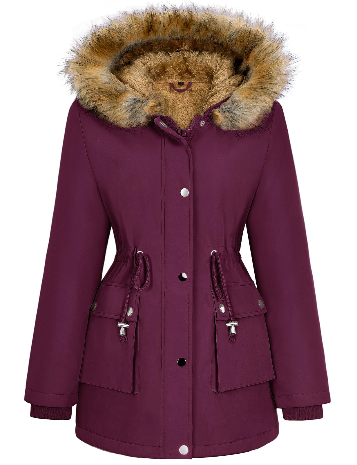 Lonya Cappotto Donna Invernale Parka Elegante Giubbotto Idrorepellente Trench Cappotti Lungo Giacca con Cappuccio