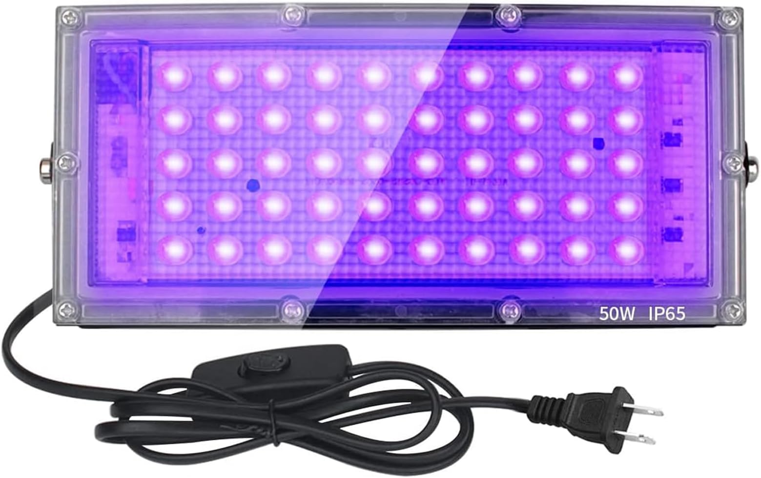 50W Black Lights, Blacklight Flood Light with Plug and Switch,for Glow Party, Halloween, Fluorescent Poster, Stage Lighting, Body Paint