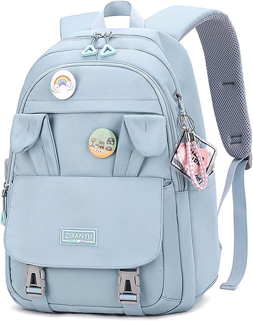 Makukke School Bags for Girls, Backpack Womens Waterproof Book Bags with Laptop Compartment & Anti Theft Casual Daypacks for Primary Junior High University (Blue)