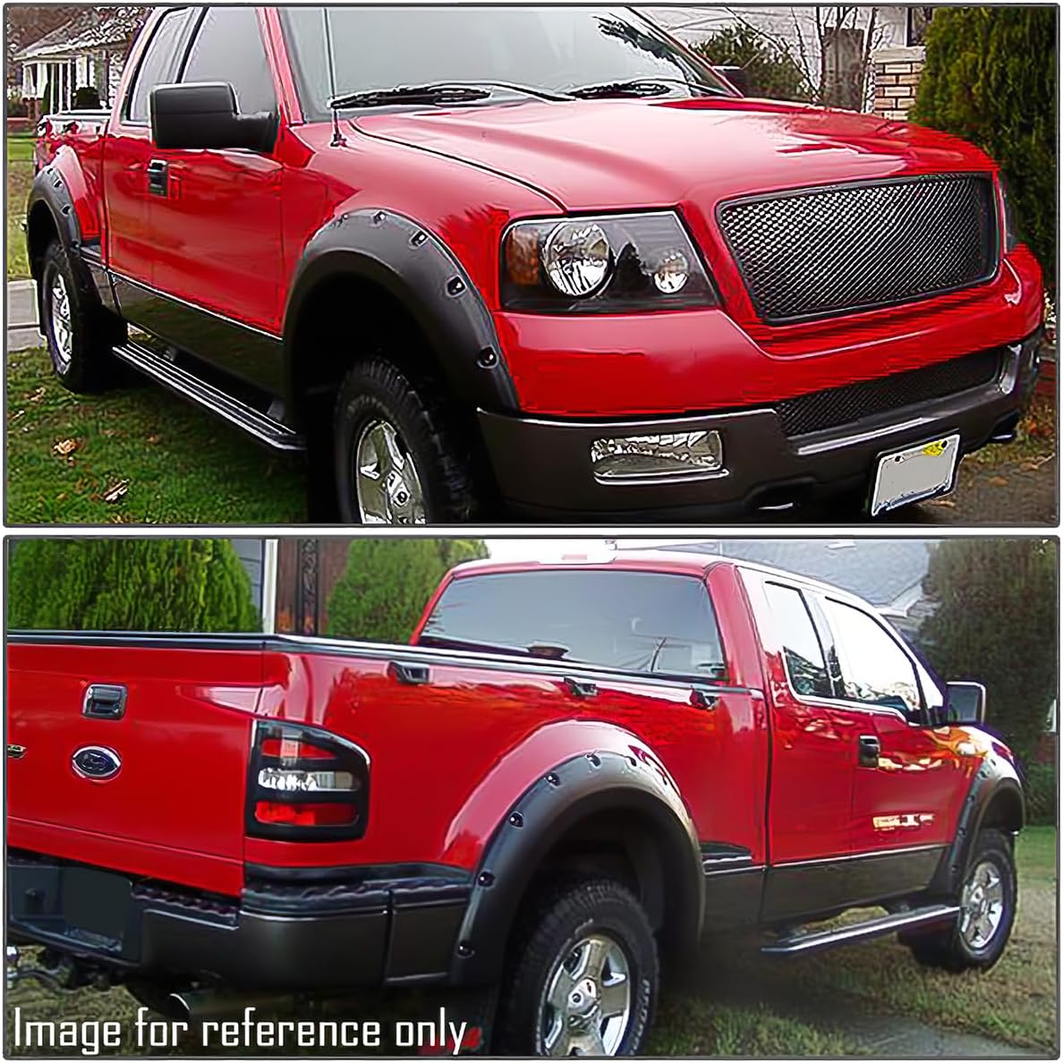 4pcs Fender Flares Compatible with 2004-2008 Ford F-150 F150 Pickup Truck Pocket Riveted Wheel Flares Set Textured Paintable