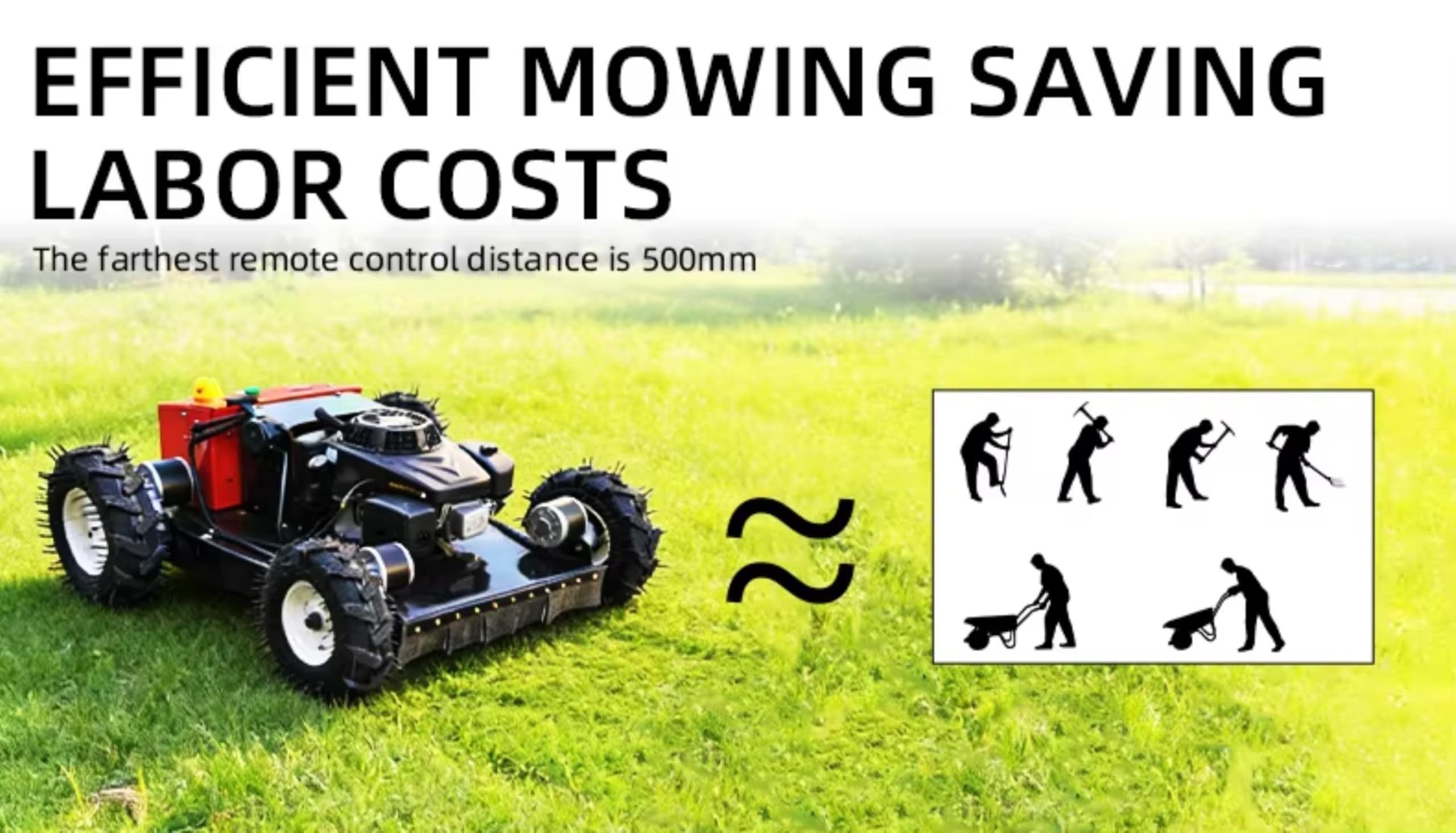 Robot de corte de césped, cortacésped con control remoto 4WD para grandes patios traseros y campos, cuenta con altura y velocidad de corte ajustables