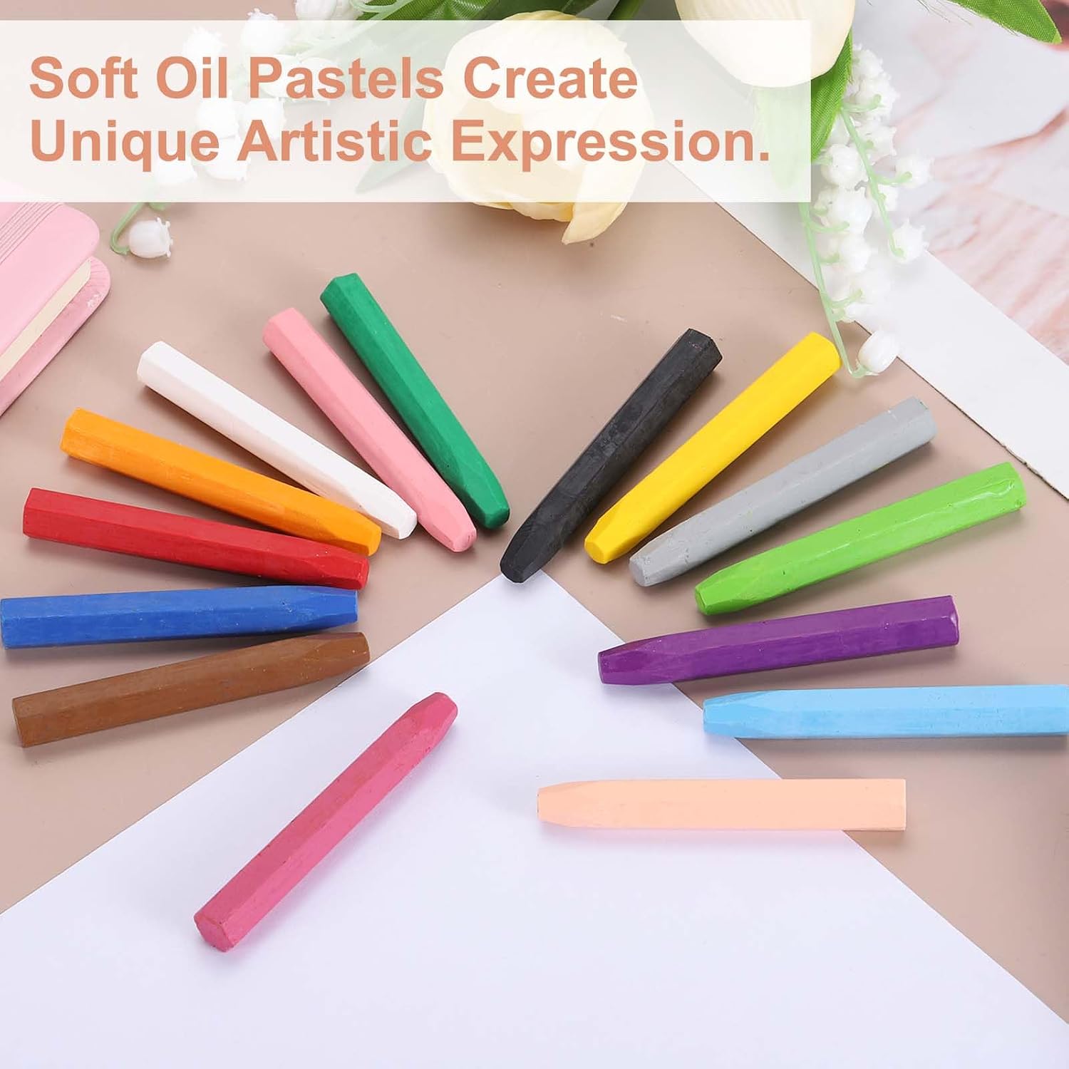 MECCANIXITY 16PCS Oil Pastels Set, Soft Oil Colored Drawing Pastels Chalk Vibrant Color for Artists Art Supplies for Beginners Teachers, Yellow
