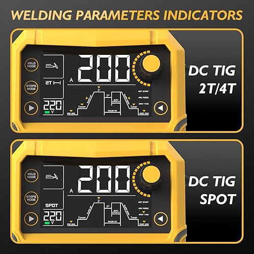 Miniatura 4 de TOOLIOM Soldador TIG con pulso multifuncional TIG máquina de soldadura DC TIGSpot TIGPulse TIGStick 110 y 220 V Voltaje dual con pantalla digital
