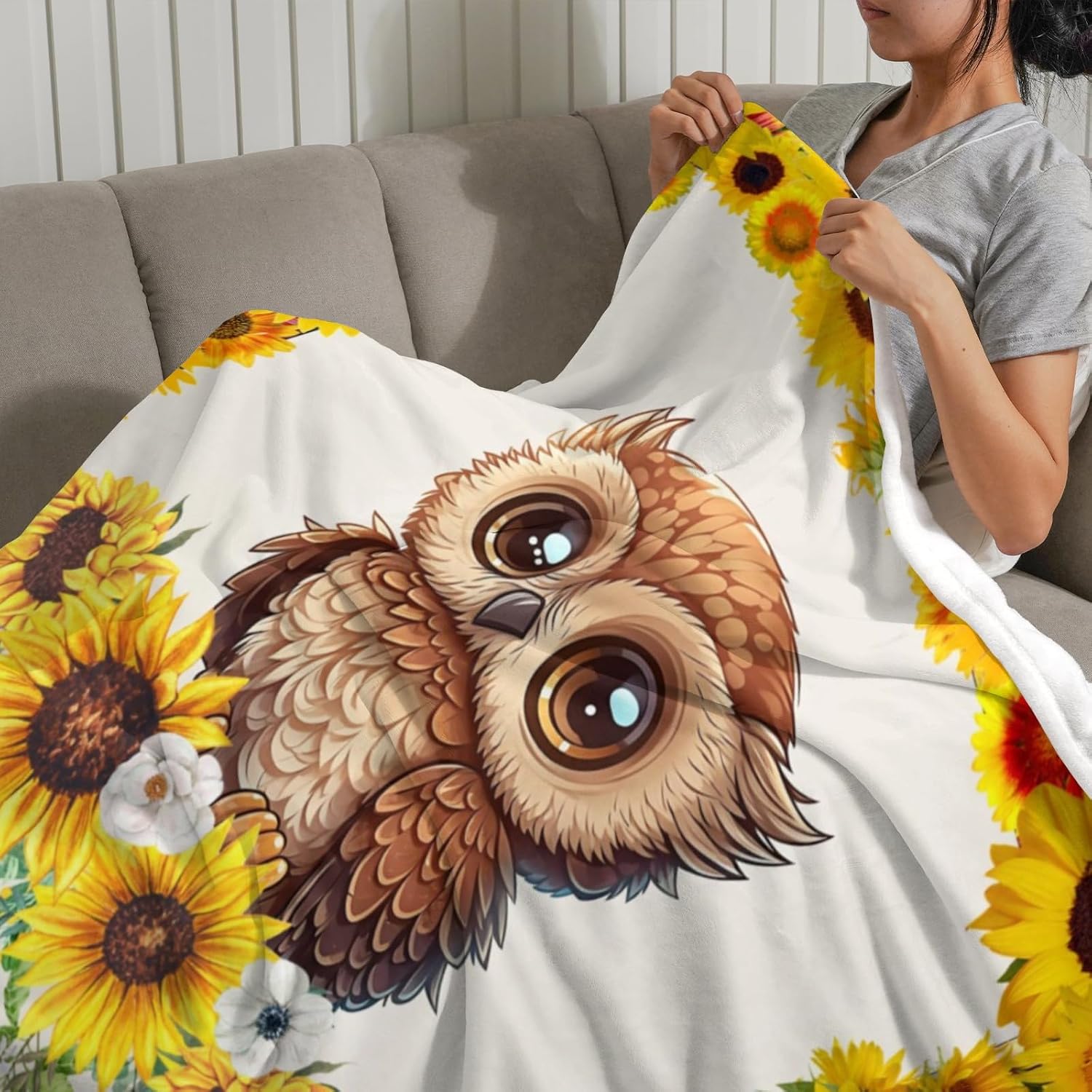 Personalized Owl Blanket, Customizable Blanket with Name for Men Kids, Soft and Comfortable, 50"" x 60""