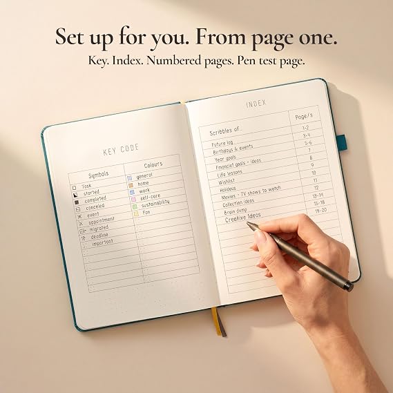 Bullet Dotted Journal Dot Grid Notebook | A5 Daily Journaling Notebooks for Personal Writing, Work, Women | 160gsm Thick Paper, Hard cover, Lay Flat Binding | 5x7 Journals Cuaderno Libretas de apuntes
