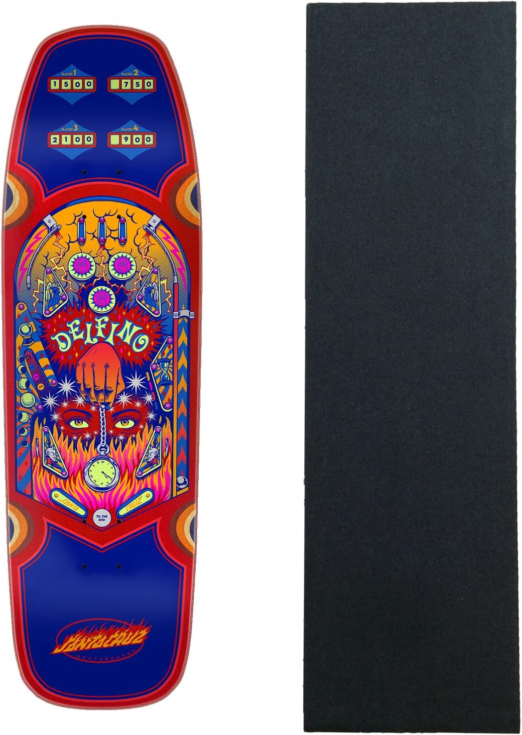 Santa Cruz Skateboard Deck Delfino Pinball 9.14" x 31.5" with Grip