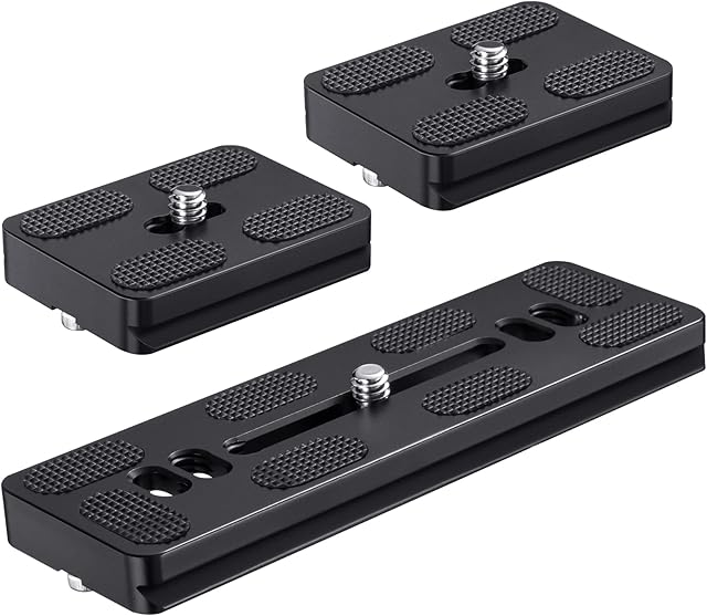 CAMOLO 3 Pack Quick Release Plate Arca Swiss 50mm+120mm, Metal Universal Quick Release Plate with 1/4" Screw Tripod Mount Plate for Arca Swiss Standard Clamp for DSLR Camera Ball Head Tripod