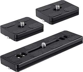 CAMOLO 3 Pack Quick Release Plate Arca Swiss 50mm+120mm, Metal Universal Quick Release Plate with 1/4" Screw Tripod Mount Plate for Arca Swiss Standard Clamp for DSLR Camera Ball Head Tripod