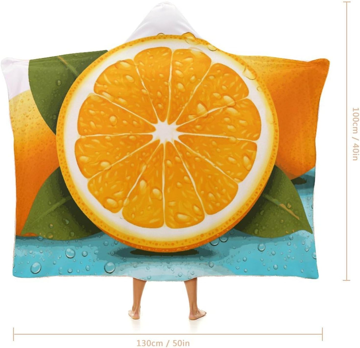 Fresh Orange Fruit Hooded Blanket Cozy And Functional,Wearable Blanket Hoodie for Women Men,Blanket Poncho Presents40 x50