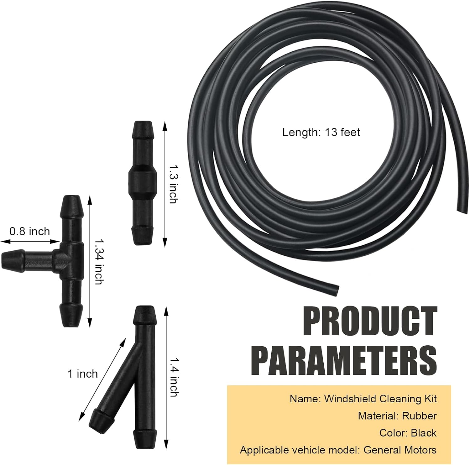 MLY 30PCS Car Windshield Washer Hose Kit, 13 Ft Washer Fluid Hose, Flexible 3-Type Connectors T-type Y-type & I-type Hose Connectors, Universal Windshield Washer Nozzle Accessories for Cars (Black)