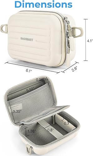 Vista 14 de BAGSMART Funda para cámara digital, protectora e impermeable para cámara pequeña con correa para el hombro, bolsa ligera para cámara Canon PowerShot