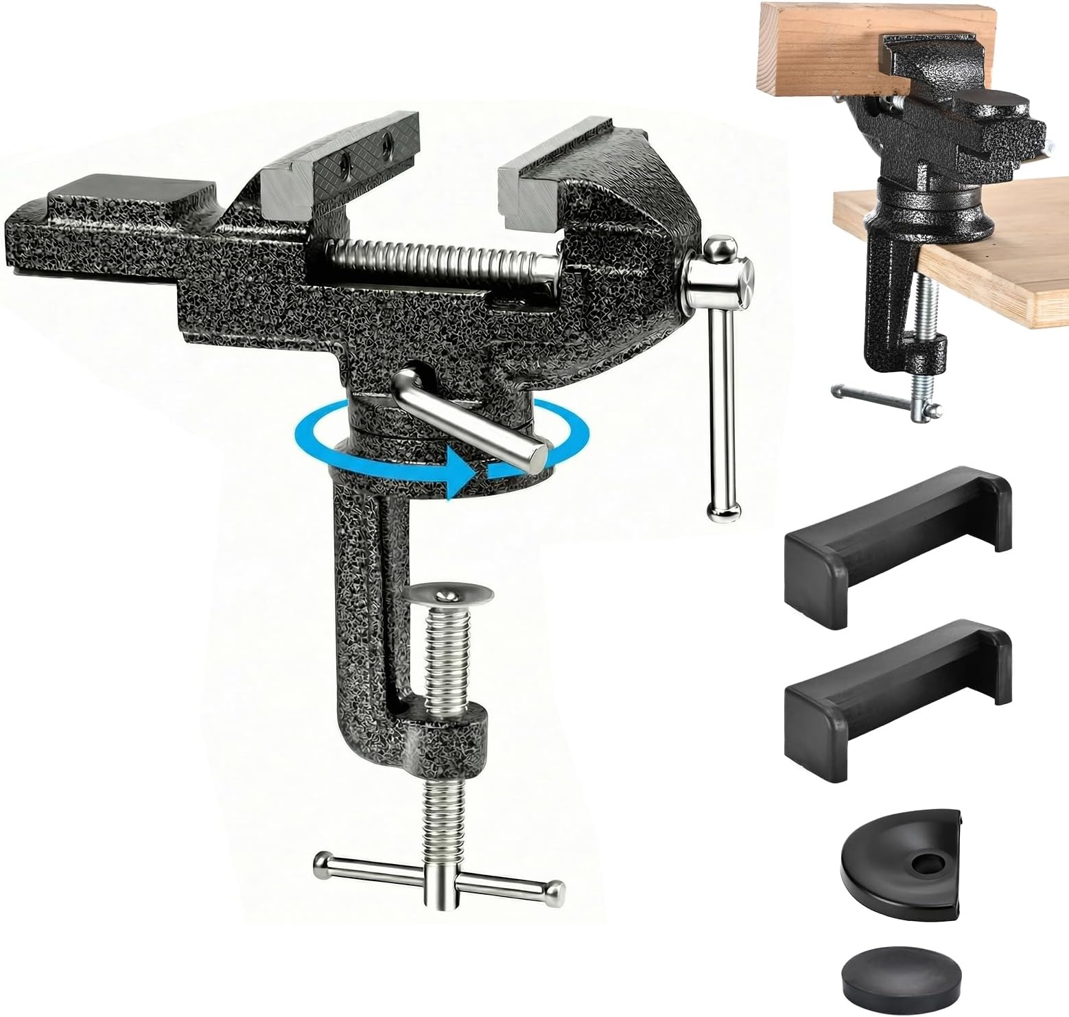 Bench Vise Heavy Duty 2 1/2 inch Table Clamp On Vise, Bench-Table Vice Clamp with 2.5-inch Jaw Width and 3-inch Jaw Opening, Woodworking Workbench Vise with Bolts & Nuts