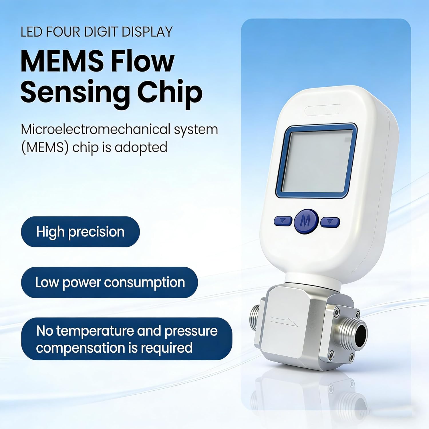 Digital Gas Flow Meter Tester, Portable Gas Mass Air Nitrogen Oxygen Flow Rate Meter (MF5712 (0-250L/min))