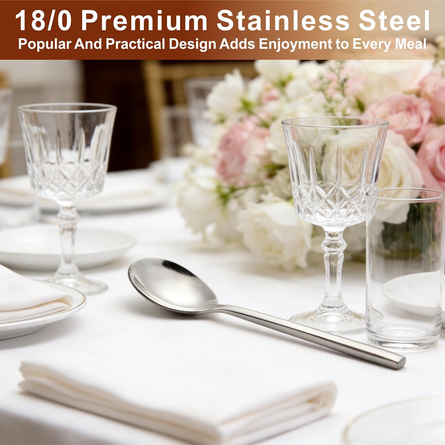 16-Piece Stainless Steel Spoons Set, Food-Grade Mirror Polished Dessert & Soup Spoons, 6.5 Inch Multi-Purpose Silverware for Home, Kitchen & Restaurant Use, Dishwasher Safe