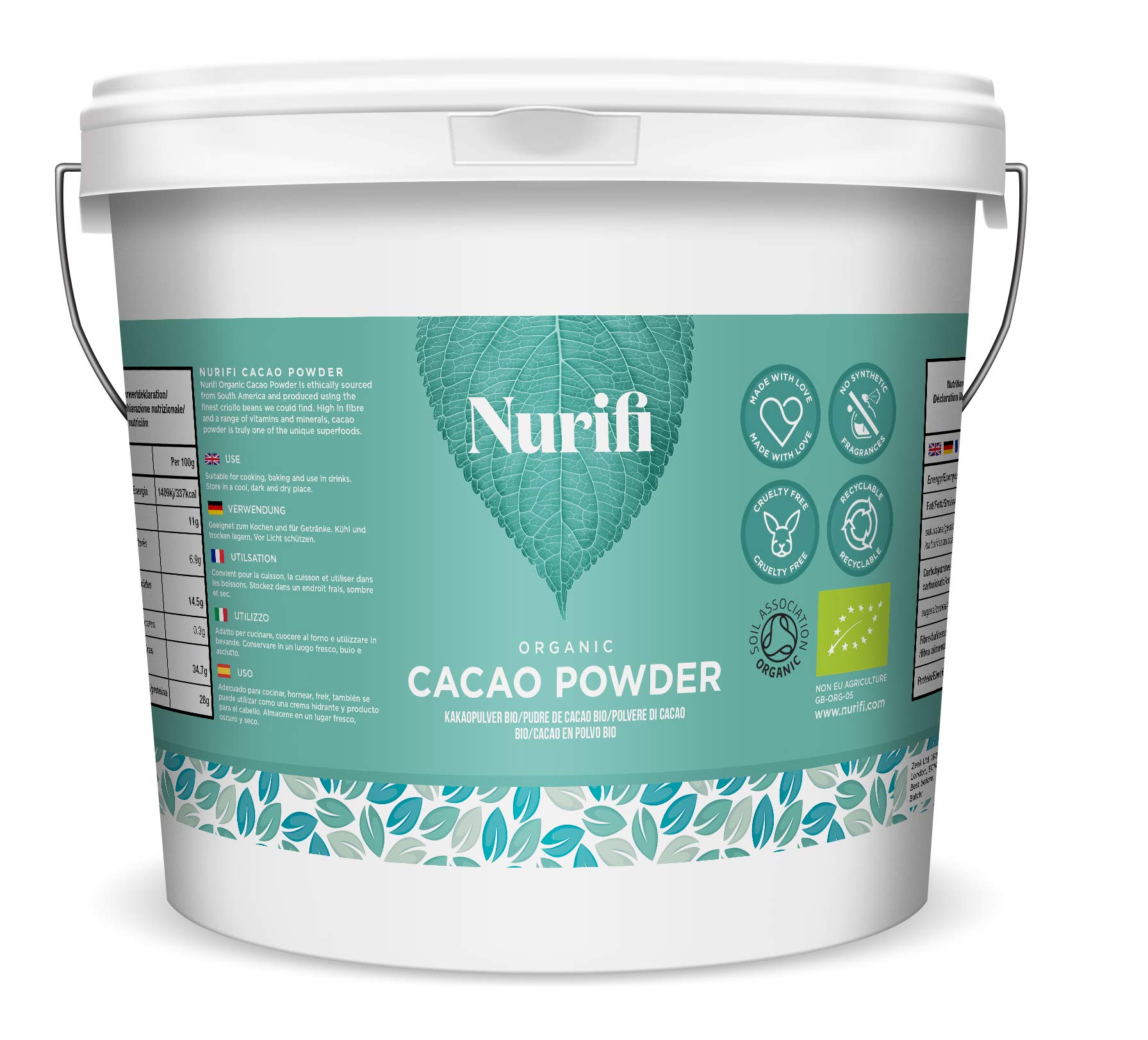 1KG Organic Cacao Powder - by Nurifi - Peruvian Cacao, Raw, Natural & Vegan