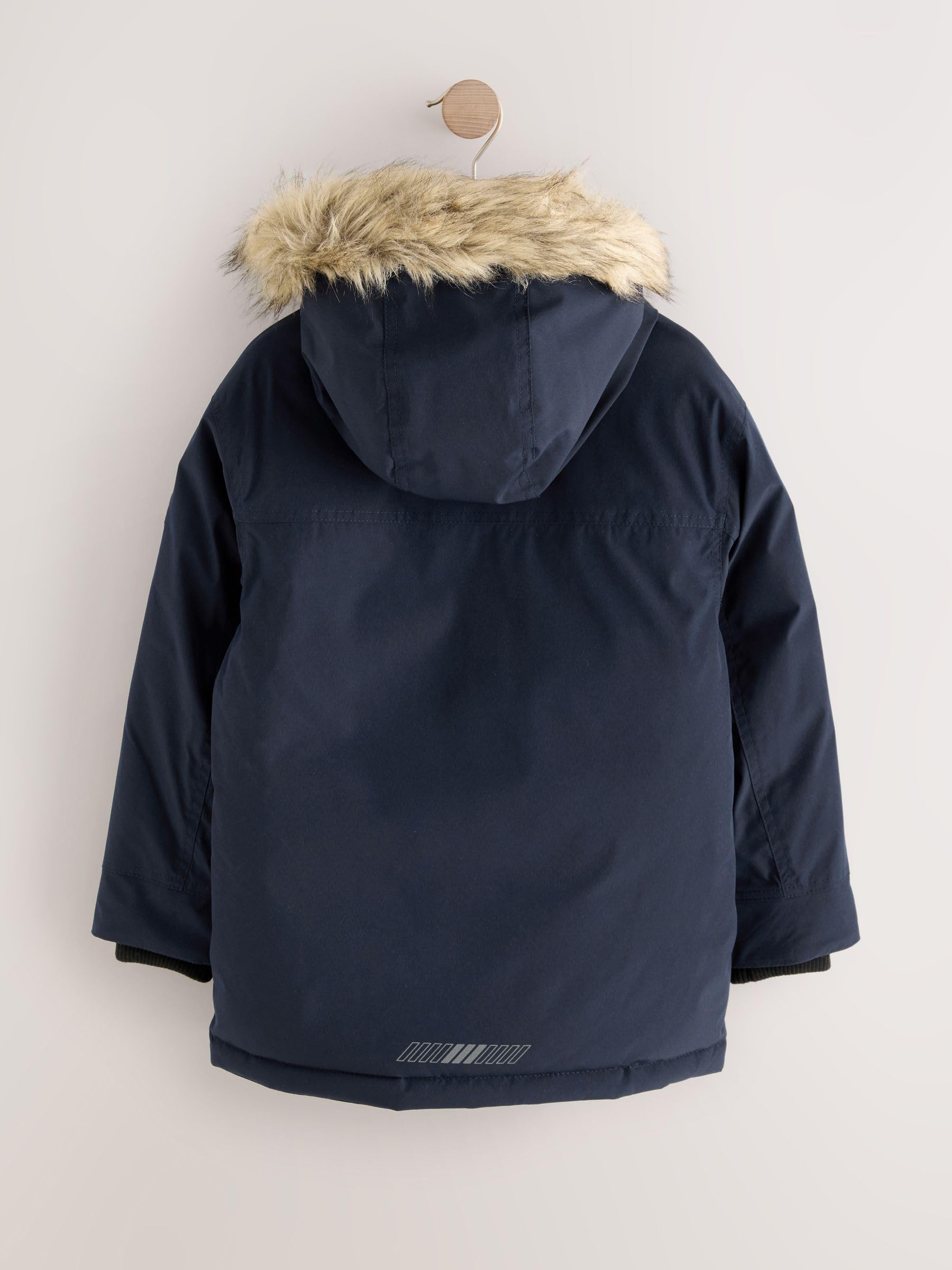 NEXT Ragazzo Parka impermeabile pesante con finiture in pelliccia sintetica | Bambino, Standard, Zipper, Lavabile in lavatrice