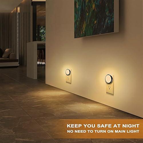 Miniatura 5 de Luz nocturna, luces nocturnas enchufables a la pared, paquete de 2, luz nocturna LED con sensor de atardecer a amanecer, blanco suave de 3000 K,