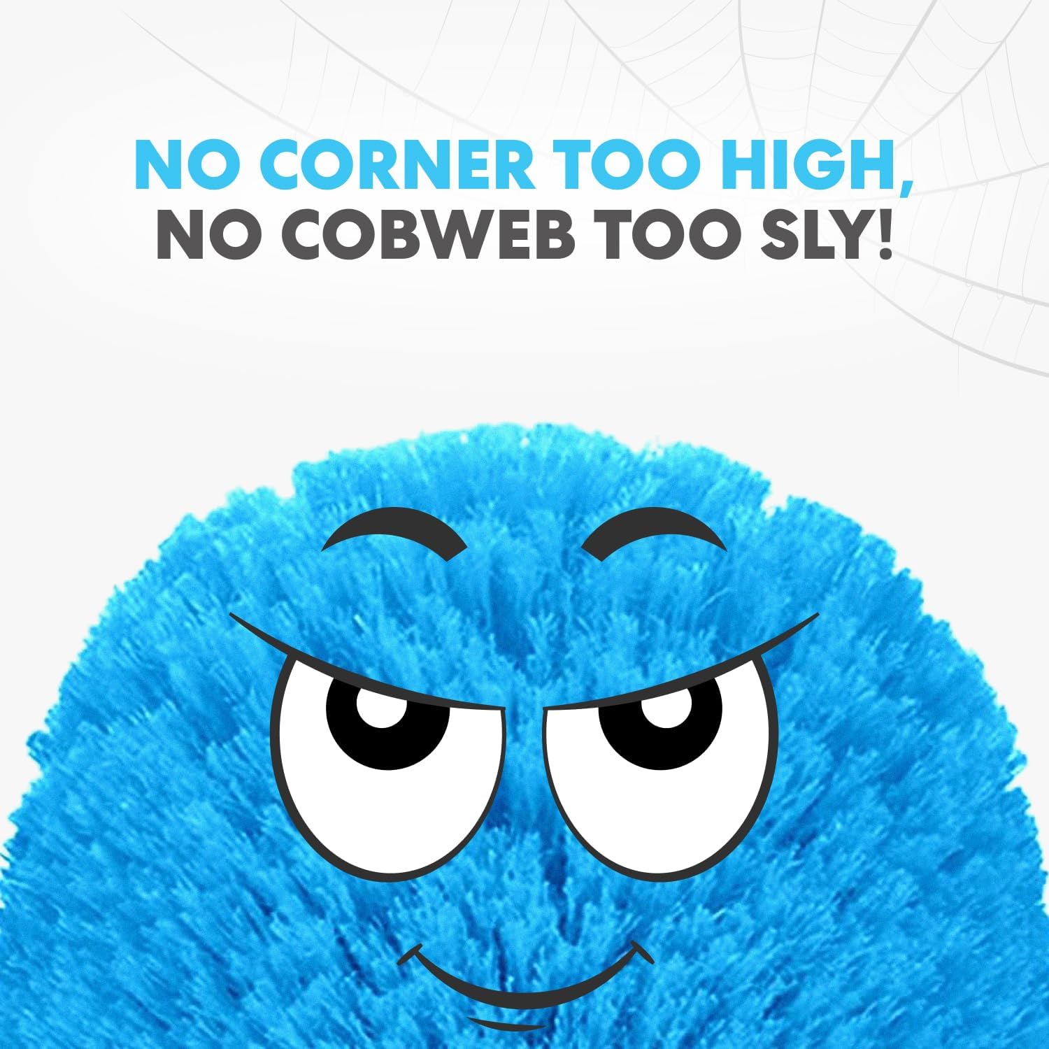 Simpli-Magic 5-to-12 Foot Cobweb Duster with Extension Pole Combo (20 Ft Reach, Medium-Stiff Bristles), Spider Web Brush with Pole - Hand-Packaged, Lightweight, 3-Stage Aluminum Pole