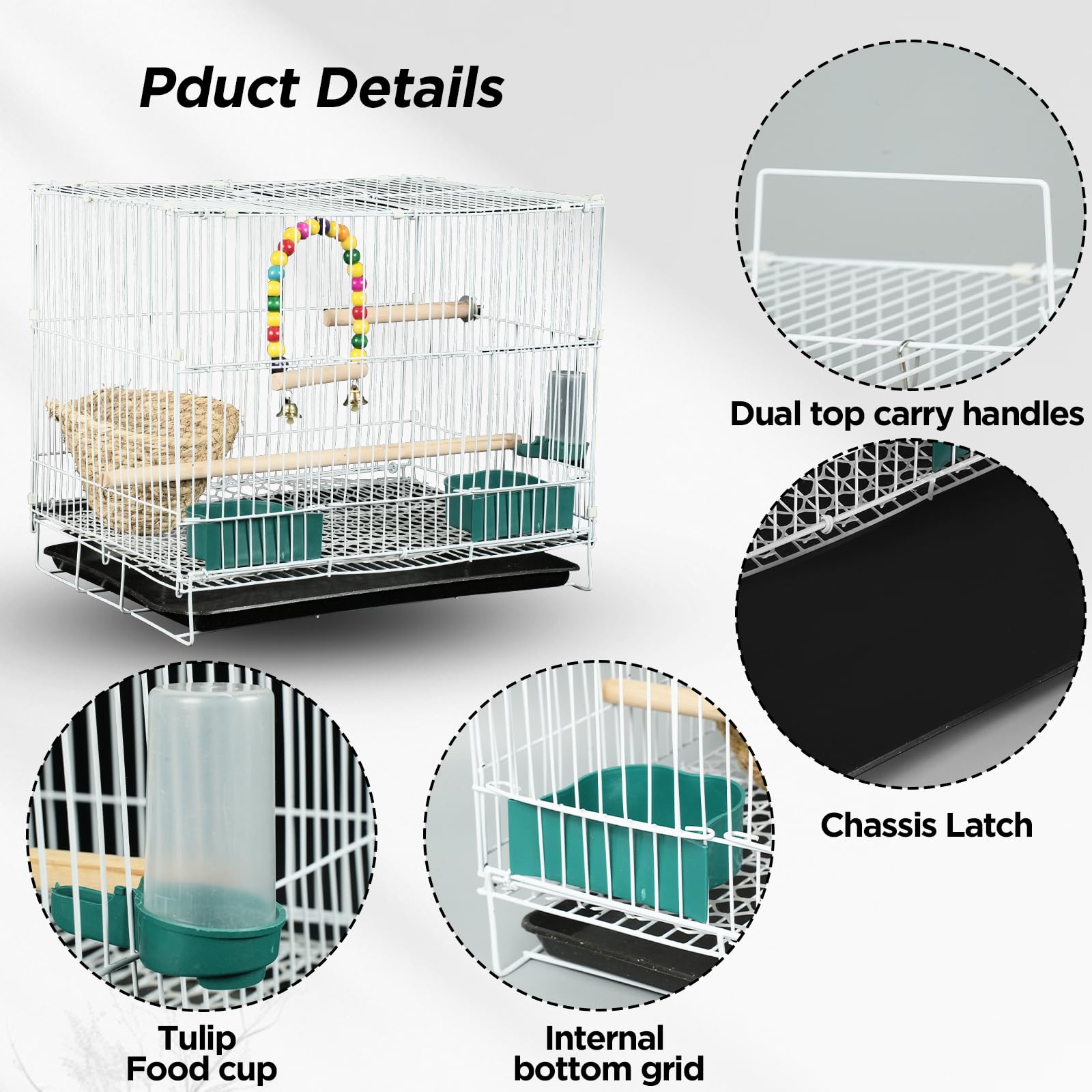 Lightweight bird cage set,with birdcage,bird toys,straw bird nest,and convenient cleaning tray,suitable for long tailed parrot love bird - Image 3