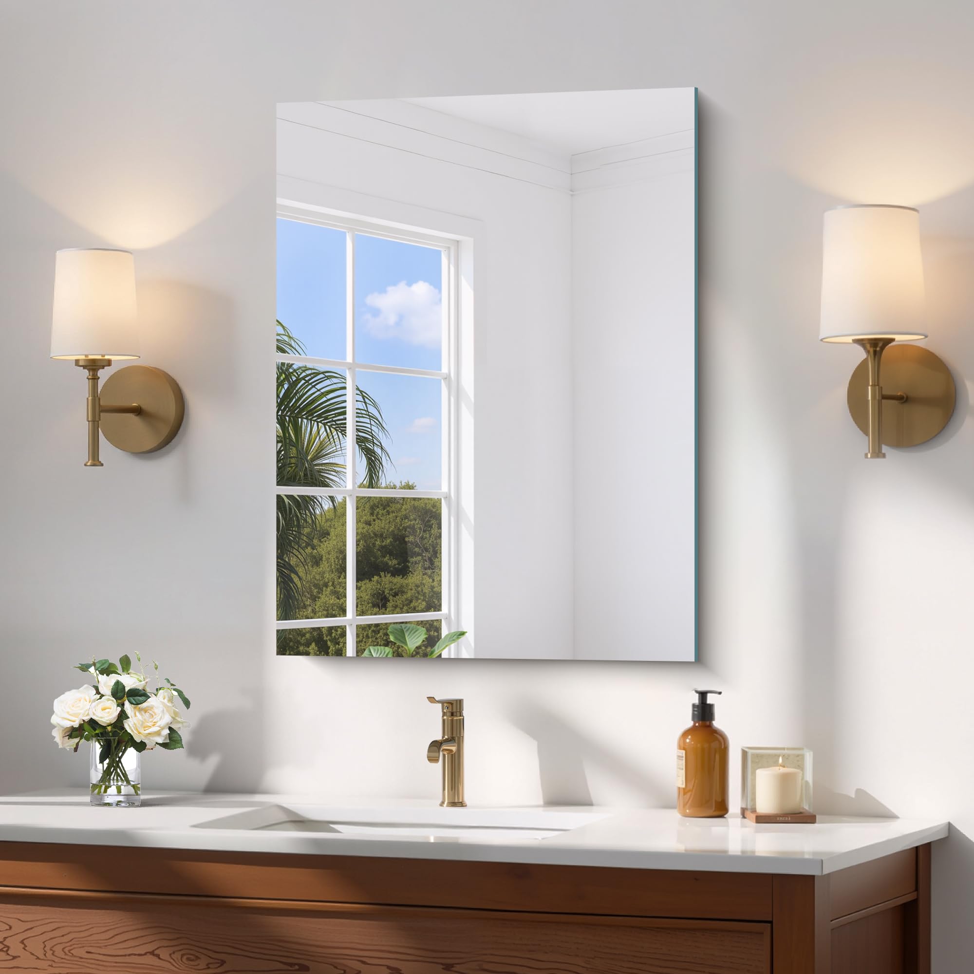 Miroir de salle de bain incassable et verre HD COFENY
