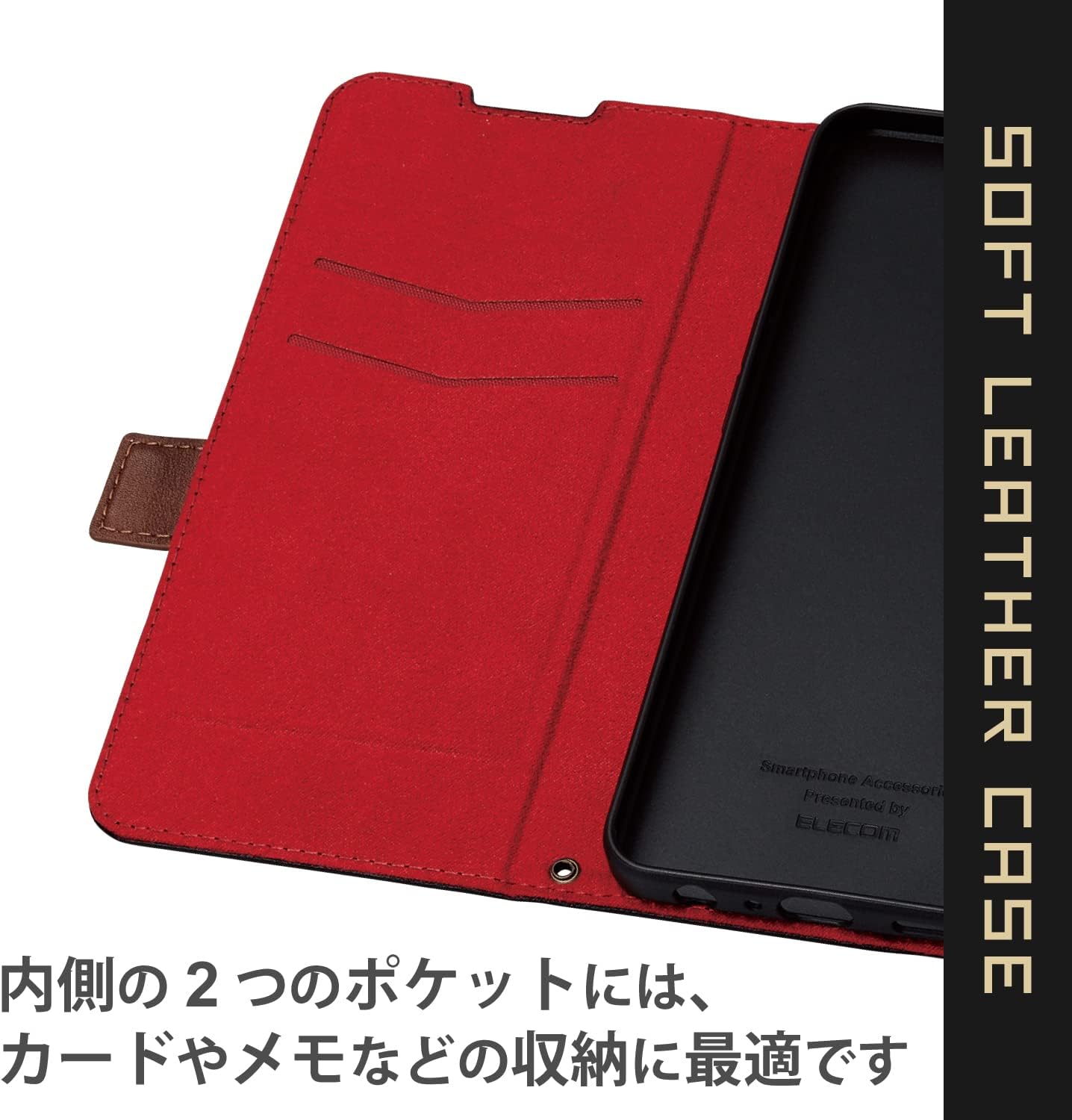 Elecom Oppo Reno9 A/Oppo Reno7 A (OPG04) Case Cover Folio Shockproof Leather Magnetic Flap Card Pocket x 2 Stitching with Strap Hole Black PM-O221PLFYBK