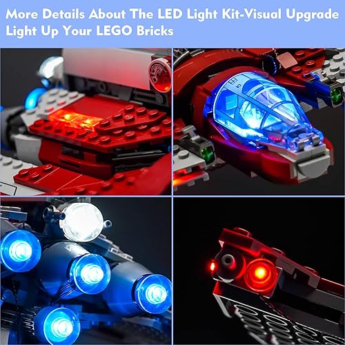 Miniatura 6 de LocoLee Kit de luces LED para Lego Ahsoka Tano T-6 Jedi Shuttle 75362, control remoto, accesorios de iluminación creativa compatibles con Lego 75362