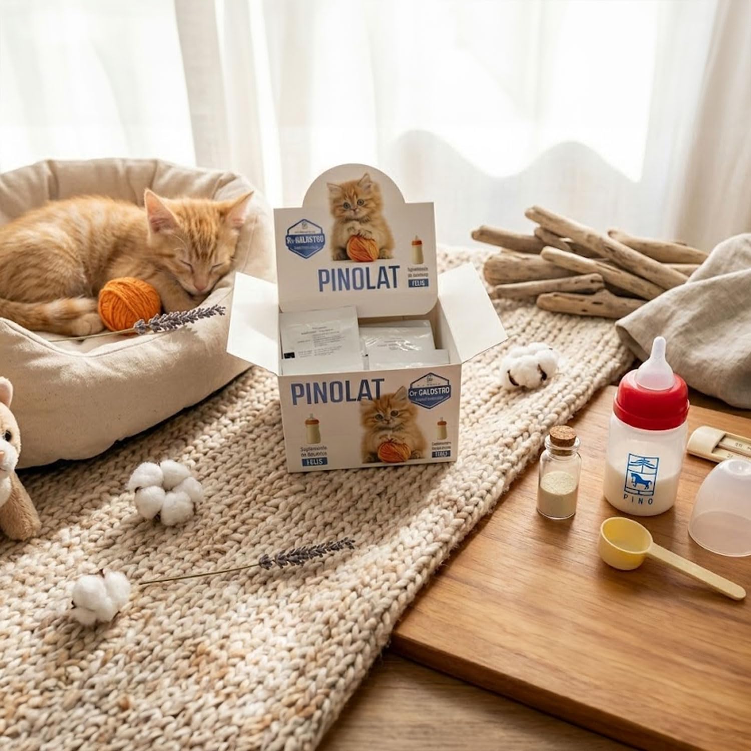 Laboratorios Pino Pinolat Felis Calostro Leche Maternizada para Cachorros de Gato con 2% Calostro – Lactancia Alternativa o Suplementaria – 30 Sobres Monodosis de 10 g