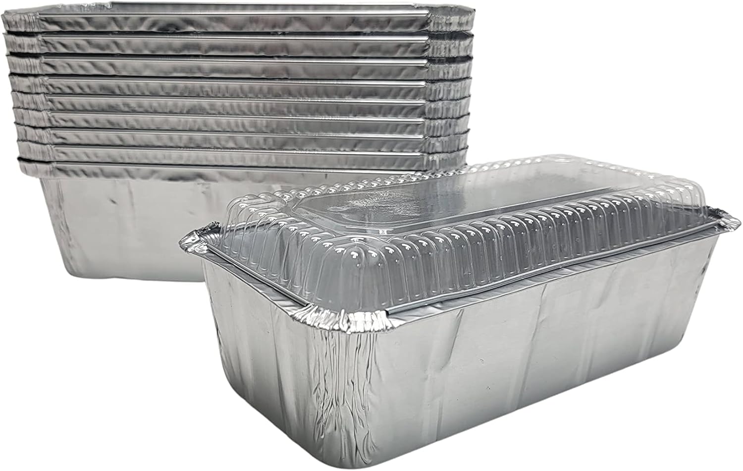 KitchenDance Disposable D & W Fine Aluminum Closeable Loaf Pan with Dome Lid - 33 Ounces Non-stick Aluminum Foil Pans Cakes, Cobblers - Baking Pan Perfect for Baking,Preparing Food, 212P, 100 Count
