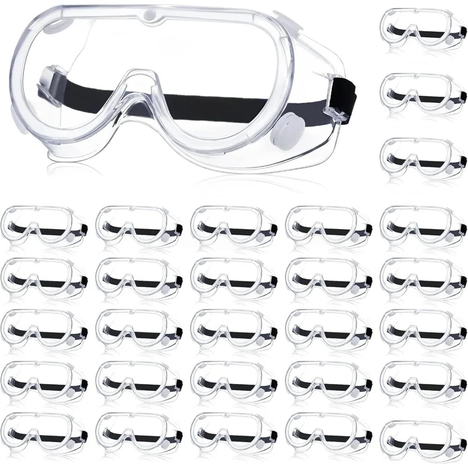 Genérico Paquete de 30 gafas de seguridad de laboratorio transparentes: protección ocular antivaho for hombres y mujeres.