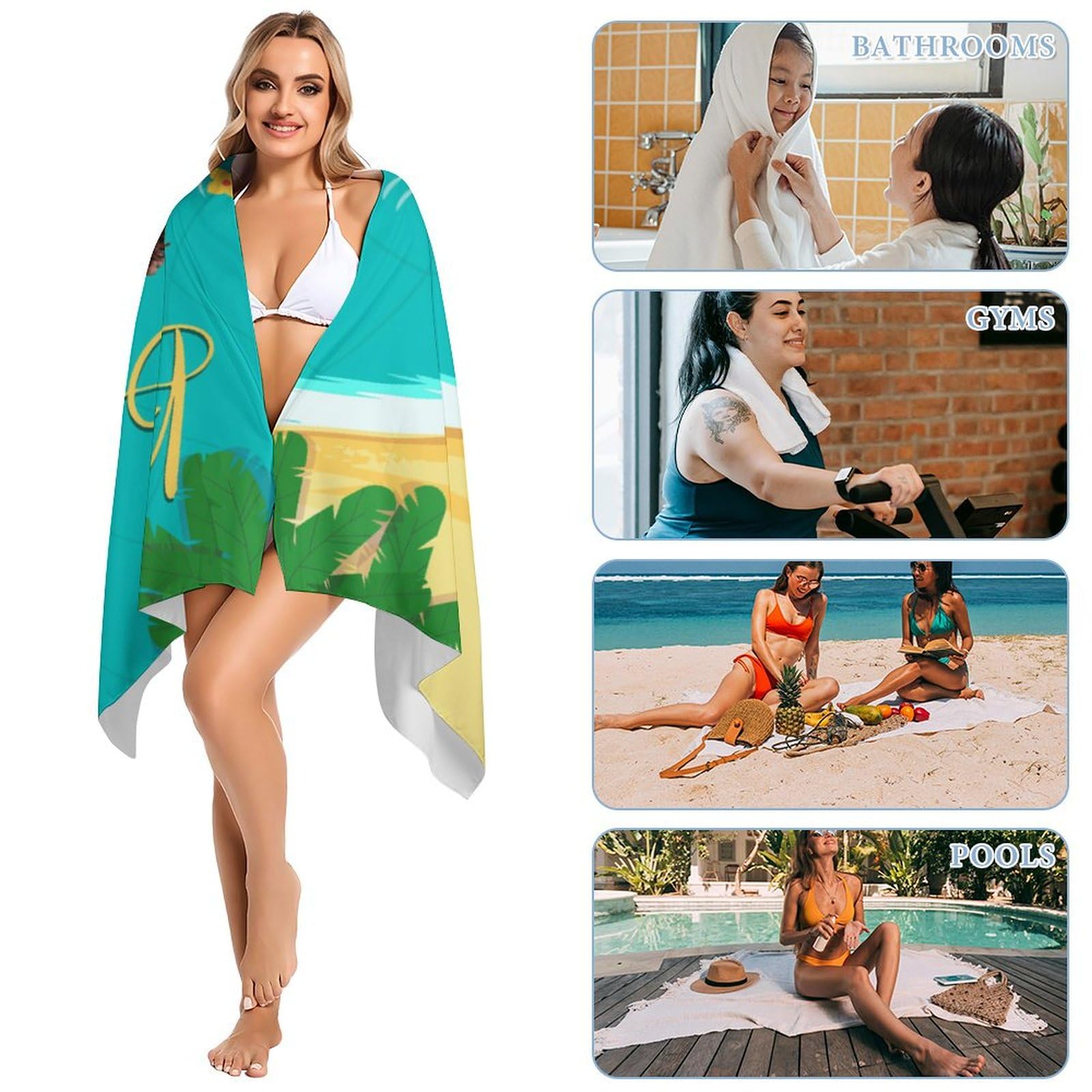 Personalized Beach Towel With Picture & Name - Custom Photo Funny Face Towel For Kids & Adults, Quick Dry Microfiber - View #3