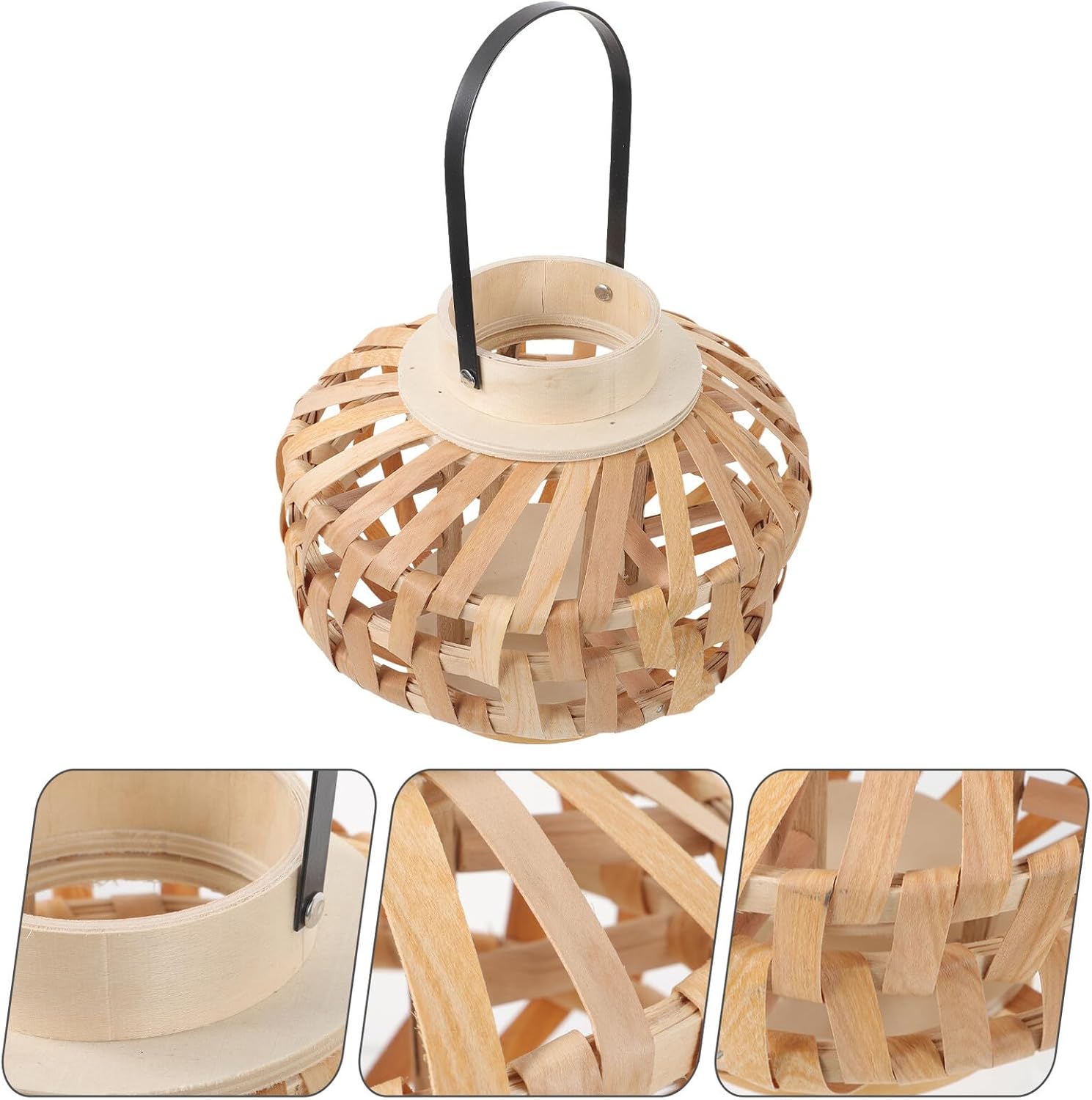 TOYANDONA Rustic Woven Candle Lantern Tea Light Holder Small Size Vintage Decorative Candle Stand for Home Decor Hotel Table Centerpiece