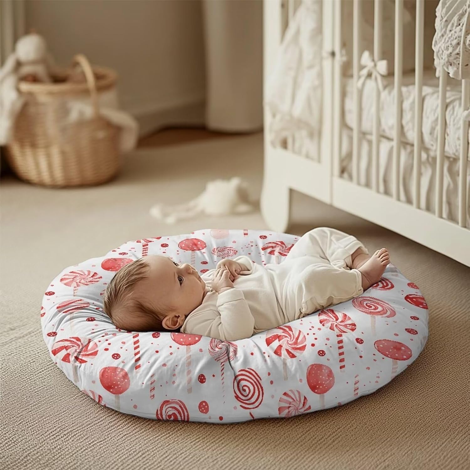 2 Pack Red Candy Newborn Lounger Cover Neutral, Removable Washable Soft Slipcover for Infant Lounger Pillow for Home Travel for Baby Playing Sleeping