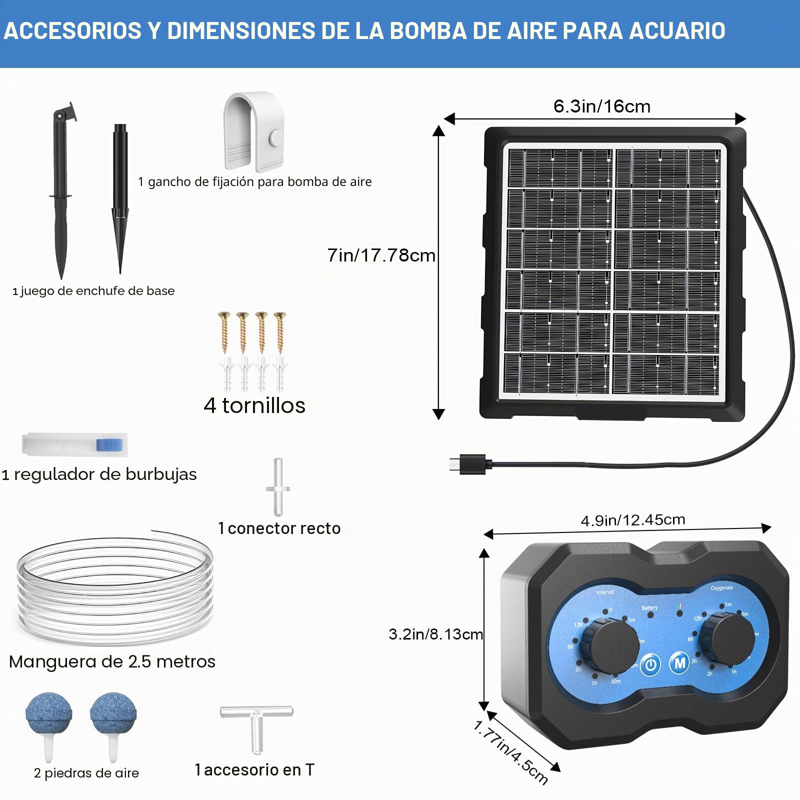 Bomba de aire oxigenadora solar para estanque, botón de rotación simple mejorado, aireador solar para estanques al aire libre con función de temporización, para jardín, pecera, piscina, estanque de