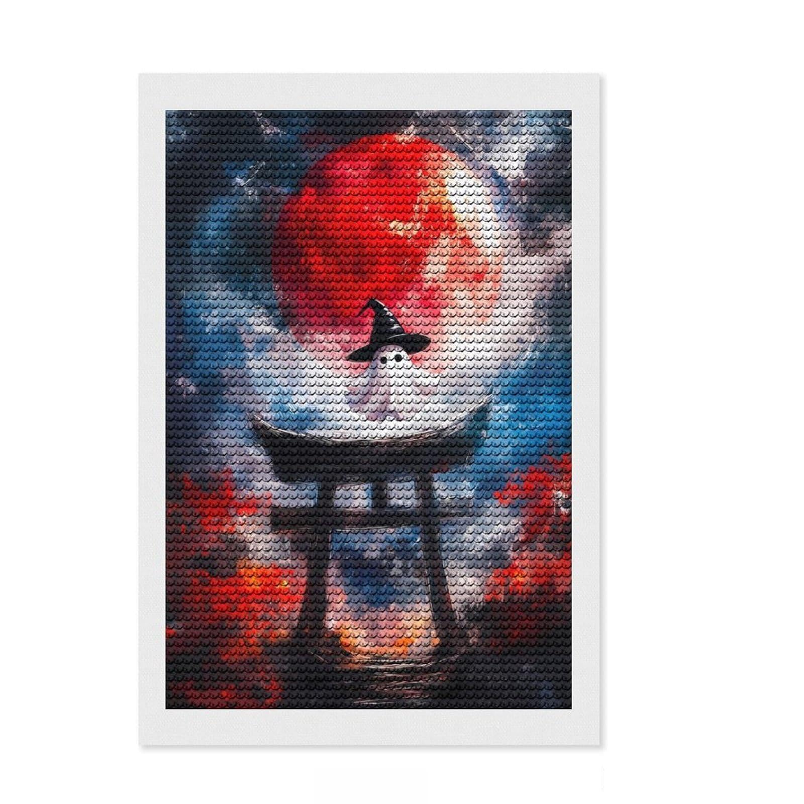 Junmoney Ghost in Torii Gate Diamond Art Canvas 8"x12", Birthday Gift, for Adults, Creative Leisure Activity, Aesthetic Room Decor