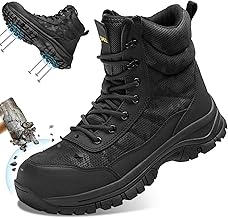 SPIEZ Scarpe Antinfortunistiche Uomo con Punta in Acciaio, Scarpe da Lavoro Antiscivolo e Antiperforazione, con Cerniera Laterale e Leggere per Cantiere, Magazzino & Officina, Taglie 40–46