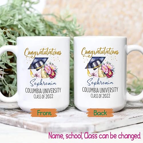 Miniatura 2 de Taza de té blanca personalizada de felicitación para hermana, hermano, amigos, taza de café de graduación de 11 onzas y 15 onzas, taza de cerámica