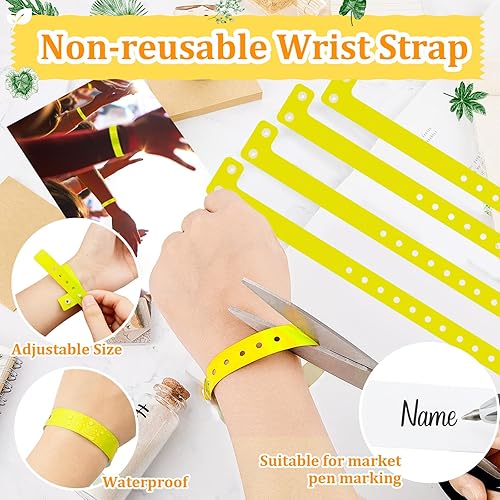 Miniatura 9 de Henoyso 600 pulseras de plástico para eventos, pulsera de vinilo de plástico para eventos, pulsera de identificación de plástico para conciertos,
