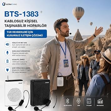 Kablosuz Mikrofonlu Rehber Amfisi 3 Subwoofer Hoparlör Bluetooth Fm Usb Tf Kart Destekli Hoparlör