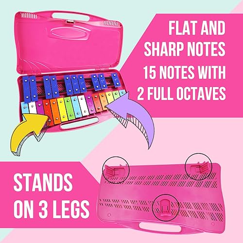Miniatura 27 de Soulmate Xilófono, instrumento de xilófono Glockenspiel de 25 notas para niños, juguete musical de metal, instrumento de percusión profesional