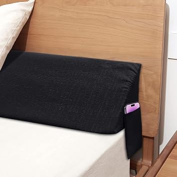 Headboard Bed Wedge Pillow, Mattress Wedge Stopper Pillow for Reading and Rest, Close The Gap 0-12" Between Headboard and Mattress, Stop Losing Your PillowsQueen-60x6x6in-Black