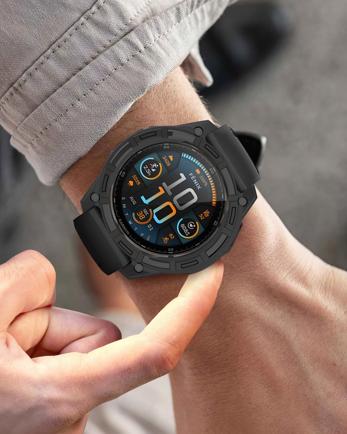 Miimall Etui pancerne kompatybilne z Garmin Fenix 8, miękki ochronny etui TPU Fenix 8, antyskrapaczowy, wstrząsoszczelny pokrowiec na zegarek Garmin Watch Fenix 8 51mm SOLAR (bez AMOLED) - Czarny