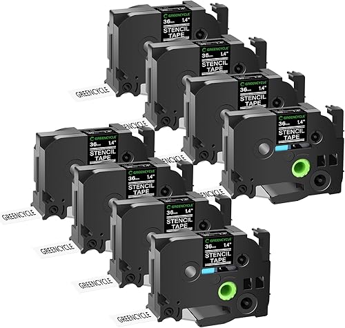 Vista 10 de GREENCYCLE Compatible con Brother STE 141 3/4" (18mm) x 9.8 ft solución móvil Stencil cinta de etiquetas para PT-2730, PTD400, PTD400AD, PTD400VP