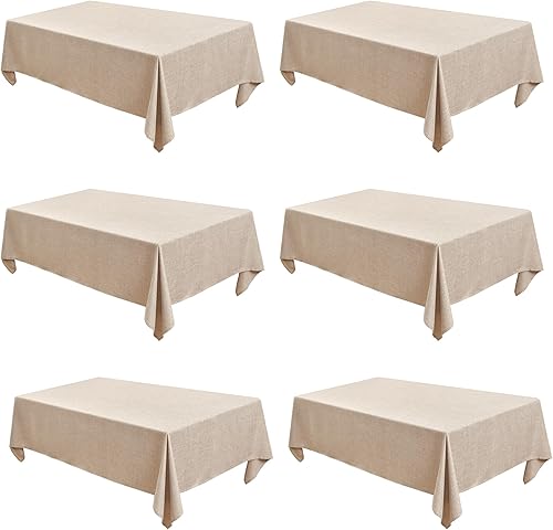 Miniatura 13 de Fitable Manteles de Lino Sintético Paquete de 2, Manteles de Tela de Arpillera Sintética para Mesas Rectangulares, Cubiertas de Mesa Rústicas para
