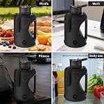 Bouteille d'eau demi Gallon avec 2-In-1 Couvercle de paille, Lave-vaisselle sans danger, Facile à nettoyer, Bouteille d'eau en plastique sans BPA, Poignée antidérapante solide durable pour le gym, le travail et le sport extérieur