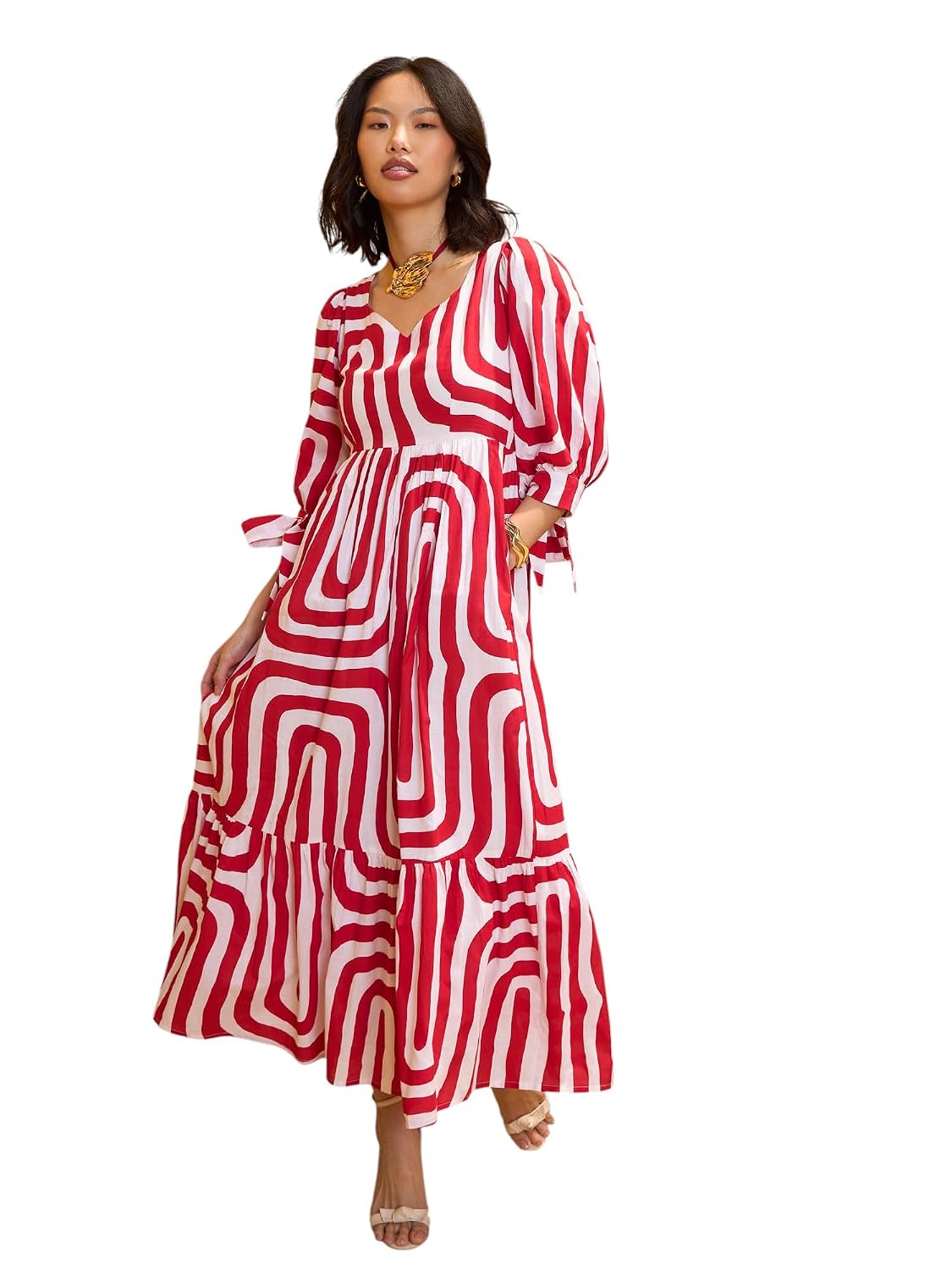 Red & White Back Cut-Out Knot Maxi Dress - Review, Price and Buying Guide