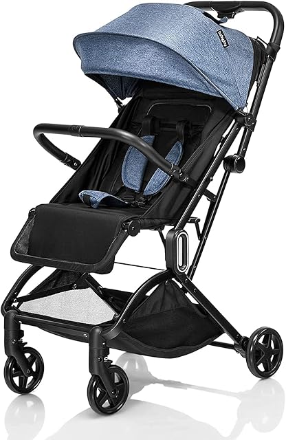 Maxmass Portable Baby Stroller, Mobile Infant Buggy with Retractable Canopy & Adjustable Backrest and Footrest, 5-Point Safe Belt Baby Pushchair for 0-3 Years Old (Blue)