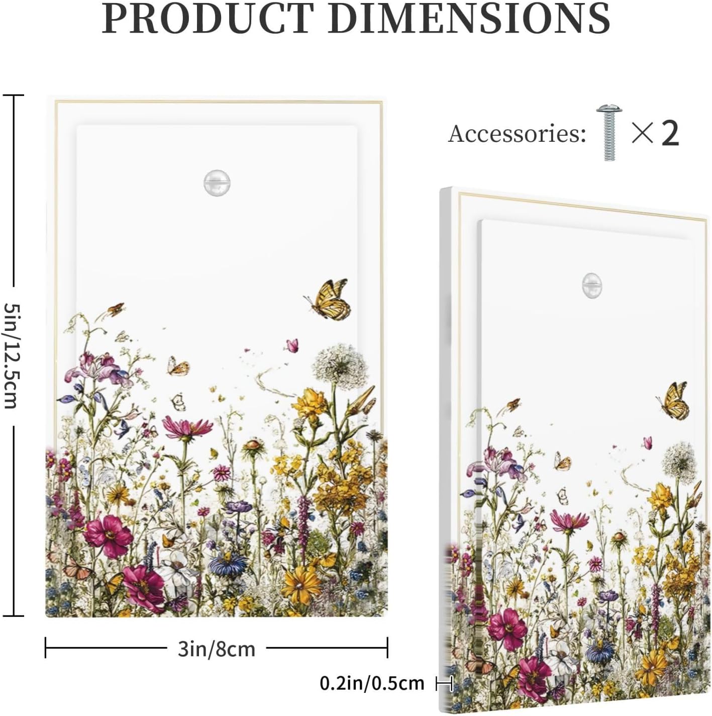 Decorative Light Switch Cover Plate Rustic Wildflower Floral Garden Butterfly 1 Gang No Device Single Blank Outlet Covers Wall Plates for Electrical Outlets Faceplate for Bedroom Home Decor image 5